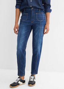 bonprix Mom-Jeans High Waist cropped, blau, Gr.40, Mom-Jeans High Waist, cropped, 79% Baumwolle (organic)