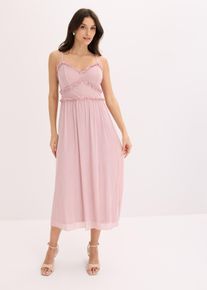 bonprix Jerseykleid aus zartem Mesh, rosa, Gr.36/38 (S), Modernes Kleid mit kleinen R&uuml;schenkanten
