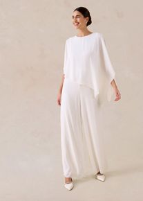 bonprix Overall aus feinem Chiffon, wei&szlig;, Gr.54, Overall aus feinem Chiffon mit asymmetrischem &Uuml;berwurf