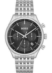Chronograph BOSS "GREGOR", silber (silberfarben, schwarz), Armbanduhren, Herren, Chronograph, Quarzuhr, Herrenuhr, Armbanduhr, Stoppfunktion, Edelstahlarmband