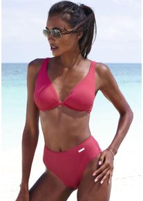 B&uuml;gel-Bikini ELBSAND, Damen, Gr. 40, Cup E, rot (hummer), Recycling-Polyamid, strukturiert, unifarben, Bikini-Sets B&uuml;gel-Bikini, aus trendiger Rippware