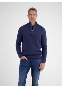 Strickpullover Lerros, Herren, Gr. M, classic navy, Strick, Obermaterial: 100% Baumwolle, unifarben, normal h&uuml;ftbedeckend, Rundhals, B&uuml;ndchen, Pullover Strickpullover, mit Troyer-Rei&szlig;verschluss, Stehkragen