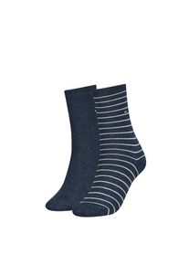 Socken Tommy Hilfiger "TH WOMEN SOCK 2P SMALL STRIPE", Damen, Gr. 35-38, jeans, Baumwollmischung, normal, Socken Socken, mit schmalem Rippenb&uuml;ndchen, meliert, gestreift