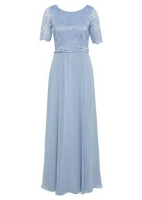 Abendkleid Vera Mont "Abendkleid mit Spitze", Damen, Gr. 50, EURO, blau (light steel blau), 100% Polyester PES., Kleider Abendkleid