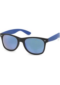 Wayfarer styleBREAKER "Nerd Sonnenbrille mit Rechteckigen Gl&auml;sern", Herren, blau (gestell schwarz, blau matt, glas blau), Modisch, Sonnenbrillen Wayfarer
