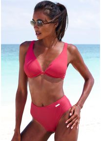 B&uuml;gel-Bikini ELBSAND, Damen, Gr. 42, Cup E, rot (hummer), Recycling-Polyamid, strukturiert, unifarben, Bikini-Sets B&uuml;gel-Bikini, aus trendiger Rippware