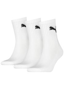 Sportsocken Puma "short crew", Herren, Gr. 39-42, wei&szlig;, Baumwollmischung, Elasthan, Polyamid, Polyester, unifarben mit Farbeinsatz, elastisch, Socken Sportsocken, gepolsterte Frottee-Sohle, atmungsaktiv
