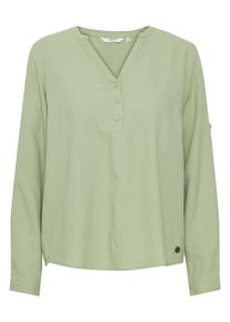 Langarmbluse oxmo "Langarmbluse OXAnja", Damen, Gr. 40, gr&uuml;n (seagrass), Obermaterial: 55% Leinen LI. 45% Viskose CV., Blusen Langarmbluse