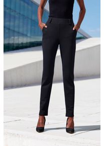 Jogger Pants Lascana "klassische schmale Form", Damen, Gr. 44/46, N-Gr, blau (schwarz uni), Obermaterial: 68% Viskose, 30% Polyester, 2% Elasthan, unifarben, Basic, lang, Hosen Jogger Pants, mit Jacquard Strickmuster oder uni schwarz