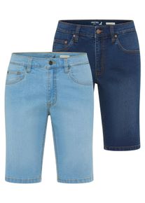 Jeansshorts Arizona, Herren, Gr. 31, N-Gr, bleached, dunkelblau used, Denim/Jeans, Obermaterial: 82% Baumwolle, 17% Polyester, 1% Elasthan, unifarben, regular fit kniefrei, Jeans Jeansshorts, Regular-Fit, gerade geschnittenes Bein