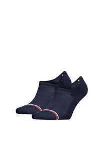 F&uuml;&szlig;linge Tommy Hilfiger "TH UNI TJ FOOTIE 2P ICONIC", Damen, Gr. 39-42, blau (schwarz navy), Baumwollmischung, Socken F&uuml;&szlig;linge, Mit eingestricktem Flag-Label