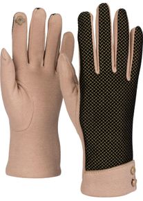 Baumwollhandschuhe styleBREAKER "Touchscreen Handschuhe mit weichem Riffel Muster", Damen, braun (hellbraun), Obermaterial: 70% Baumwolle CO. 30% Polyester PES., Modisch, Handschuhe Baumwollhandschuhe