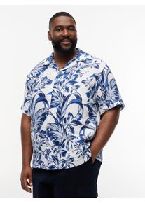 Tommy Hilfiger Big & Tall Kurzarmhemd "BT-LINEN FLORAL AOP", Damen, Gr. 5XL, N-Gr, wei&szlig;, allover, Web, Obermaterial: 100% Leinen, TOMMY HILFIGER BIG & TALL, regular fit normal, Hemden Kurzarmhemd, Leinenhemd, regular fit, Gro&szlig;e Gr&ouml;&szlig;en