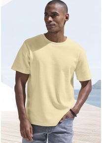 T-Shirt John Devin "mit Struktur", Herren, Gr. L, gelb, Jersey, Obermaterial: 60% Baumwolle, 40% Polyester, unifarben, regular fit, Rundhals, abgesteppte Kante, Shirts T-Shirt, Rundhalsshirt mit Struktur aus Baumwoll-Mix