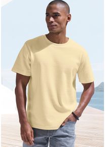 T-Shirt John Devin "mit Struktur", Herren, Gr. XL, gelb, Jersey, Obermaterial: 60% Baumwolle, 40% Polyester, unifarben, regular fit, Rundhals, abgesteppte Kante, Shirts T-Shirt, Rundhalsshirt mit Struktur aus Baumwoll-Mix