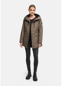 Winterjacke Navahoo "Navahoo Winterfunke Damen Winterjacke N038", Damen, Gr. L, grau (stone braun), Obermaterial: 100% Baumwolle CO., Jacken Winterjacke