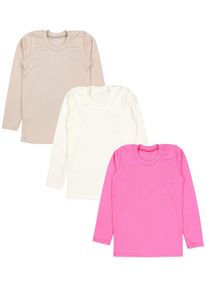 Unterhemd TUPTAM "Langarmshirt M&auml;dchen Langarmshirt 3er Pack", M&auml;dchen, Gr. 134, N-Gr, beige (3er pack pink, ecru, beige), Obermaterial: 100% Baumwolle CO., Unterhemden Unterhemd