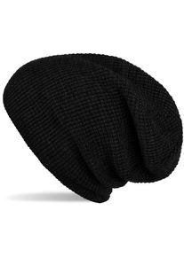 Strickm&uuml;tze styleBREAKER "Strick Beanie M&uuml;tze mit Karo Strickmuster", Damen, schwarz, Obermaterial: 100% Polyacryl PAN., Modisch, M&uuml;tzen Strickm&uuml;tze