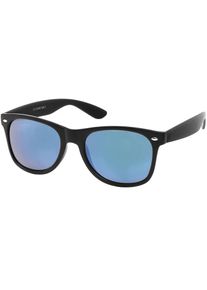 Wayfarer styleBREAKER "Nerd Sonnenbrille mit Rechteckigen Gl&auml;sern", Herren, blau (gestell schwarz glanz, glas blau), Modisch, Sonnenbrillen Wayfarer