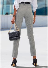 Jogger Pants Lascana "klassische schmale Form", Damen, Gr. 52/54, N-Gr, blau (schwarz kariert), Obermaterial: 65% Polyester, 31% Viskose, 4% Elasthan, Jacquardmuster, Minimalmuster, Basic, lang, Hosen Jogger Pants, mit Jacquard Strickmuster oder uni schwarz