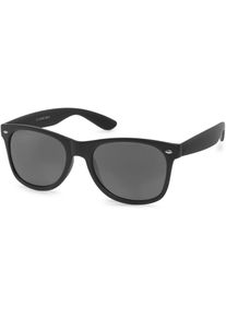 Wayfarer styleBREAKER "Nerd Sonnenbrille mit Rechteckigen Gl&auml;sern", Herren, grau (gestell schwarz glanz, glas dunkelgrau), Modisch, Sonnenbrillen Wayfarer