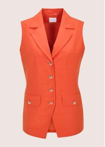 Madeleine Mode Kurzweste MADELEINE "Weste Elegante Anzug-Weste Damen, Reverskragen", Damen, Gr. 38, gelb (mango), Obermaterial: 70% Lyocell CLY. 30% Leinen LI., Modern, gerade, Westen Kurzweste, Goldfarbene Kn&ouml;pfe