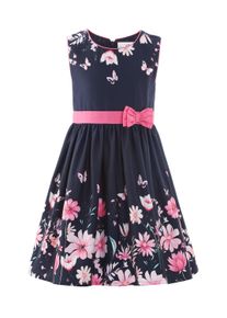 Sommerkleid happy girls, M&auml;dchen, Gr. 86, N-Gr, navy, Web, Obermaterial: 100% Baumwolle. Futter: 100% Baumwolle, bedruckt, gebl&uuml;mt, Basic knieumspielend, Rundhals, Kleider Sommerkleid, Topseller