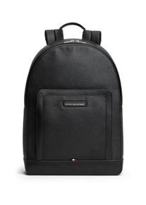 Cityrucksack Tommy Hilfiger "TH CENTRAL BACKPACK", Herren, Gr. B/H/T: 32cm x 43cm x 11cm, schwarz, Lederimitat, Rucks&auml;cke Cityrucksack, Unisex Freitzeitrucksack, Arbeitsrucksack mit Vordertaschenfach