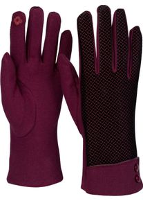 Baumwollhandschuhe styleBREAKER "Touchscreen Handschuhe mit weichem Riffel Muster", Damen, rot (bordeaux, rot), Obermaterial: 70% Baumwolle CO. 30% Polyester PES., Modisch, Handschuhe Baumwollhandschuhe