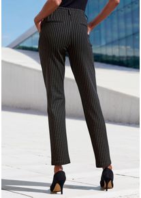 Jogger Pants Lascana "klassische schmale Form", Damen, Gr. 52/54, N-Gr, blau (schwarz gestreift), Obermaterial: 74% Polyester, 21% Viskose, 5% Elasthan, Jacquardmuster, Nadelstreifen, Basic, lang, Hosen Jogger Pants, mit Jacquard Strickmuster oder uni schwarz