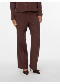 V&eacute;ro Moda Schlupfhose VERO MODA "VMCAIA MW WIDE PANT WVN NOOS", Damen, Gr. S, N-Gr, chocolate martini, Web, Obermaterial: 90% Baumwolle, 10% Leinen, unifarben, lang, Hosen Schlupfhose, Baumwollmischung, oversize, mit Leinen
