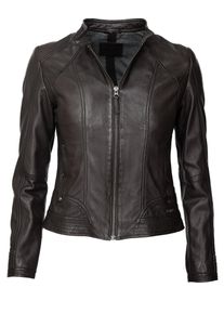 Lederjacke Mustang "Lederjacke Blanca", Damen, Gr. XXL, braun (schwarz braun), Obermaterial: 100% Lammleder LEL. Futter: 100% Baumwolle CO., Jacken Lederjacke