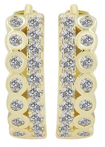 Adelia&acute;s Paar Creolen ADELIA&acute;S "Damen Ohrringe &iquest; Klappcreole aus 925 Silber mit Zirkonia", gold, Ohrringe, Damen, Silber 925 (Sterlingsilber), Paar Creolen