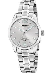 Quarzuhr Calypso Watches "Basic", silber (silberfarben), Armbanduhren, Damen, Quarzuhr, Armbanduhr, Damenuhr, Edelstahlarmband, analog