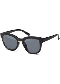 Wayfarer styleBREAKER "Nerd Sonnenbrille mit Kunststoff Metall Rahmen", Herren, grau (gestell schwarz, gold, glas grau get&ouml;nt), Modisch, Sonnenbrillen Wayfarer