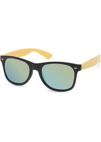 Wayfarer styleBREAKER "Nerd Sonnenbrille mit Rechteckigen Gl&auml;sern", Herren, gelb (gestell schwarz, gelb matt, glas gelb), Modisch, Sonnenbrillen Wayfarer