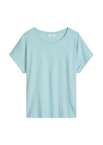 Marc O'Polo T-Shirt MARC O'POLO DENIM, Damen, Gr. M, blau fog, Jersey, Obermaterial: 100% Baumwolle, relaxed fit normal, Rundhals, Umschlagbund, Shirts T-Shirt, relaxed aus Organic Cotton