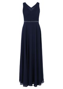Abendkleid Vera Mont "Abendkleid mit Plissee", Damen, Gr. 48, EURO, blau (night sky), 100% Polyester PES., Kleider Abendkleid