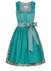 N&uuml;bler Dirndl N&Uuml;BLER "Dirndl midi Gina", Damen, Gr. 46, EURO, blau (petrol), Obermaterial: 100% Polyester PES., Kleider Dirndl