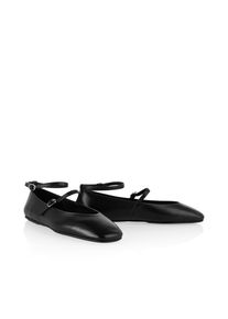 Riemchenballerina Marc Cain "Collections Romantic Treasures", Damen, Gr. 39, schwarz, Leder, unifarben, Schuhe Riemchenballerina, Flats, Slipper mit Riemchen