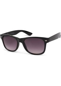 Wayfarer styleBREAKER "Nerd Sonnenbrille mit Rechteckigen Gl&auml;sern", Herren, grau (gestell schwarz glanz, glas grau verlauf), Modisch, Sonnenbrillen Wayfarer