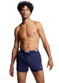 Badeshorts Puma "Puma SWIM MEN LOGO SHORT SHORTS 1P", Herren, Gr. M, N-Gr, navy, Web, Obermaterial: 100% Polyester, unifarben, Badehosen Badeshorts, Seitentaschen, Ges&auml;&szlig;tasche mit Rei&szlig;verschluss, Kordelzug