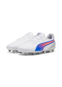 Fu&szlig;ballschuh Puma "KING MATCH FG/AG JR", Kinder, Gr. 38, wei&szlig; (Puma wei&szlig;, blaumazing, flat light gray), Synthetik, Schuhe Fu&szlig;ballschuh, f&uuml;r Rasen- und Kunstrasenpl&auml;tze, f&uuml;r Jugendliche