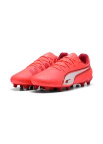 Fu&szlig;ballschuh Puma "KING MATCH FG/AG JR", Kinder, Gr. 33, wei&szlig; (glowing rot, Puma wei&szlig;, rot fire), Synthetik, Schuhe Fu&szlig;ballschuh, f&uuml;r Rasen- und Kunstrasenpl&auml;tze, f&uuml;r Jugendliche
