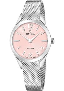 Quarzuhr Festina "Grace", silber (silberfarben, rosa), Armbanduhren, Damen, Quarzuhr, Armbanduhr, Damenuhr, Swiss Made, Edelstahlarmband, Saphirglas