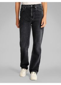 Straight-Jeans Calvin Klein Jeans "HIGH RISE STRAIGHT", Damen, Gr. 28, L&auml;nge 32, schwarz (denim schwarz), Denim/Jeans, Obermaterial: 99% Baumwolle, 1% Elasthan, unifarben, straight fit lang, Jeans Straight-Jeans, in schwarzer Waschung