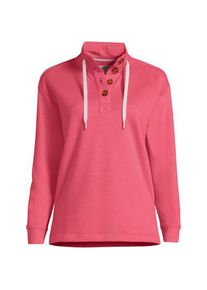 LANDS' END Pullover SERIOUS SWEATS mit Knopfleiste, Damen,  Pink, Baumwoll-Mischung/Polyester-Mischung, by Lands' End