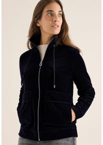 Cordjacke Cecil, Damen, Gr. XL (44), urban dunkelblau, Cord, Obermaterial: 77% Baumwolle, 18% Polyester, 5% Elasthan, unifarben, l&auml;ssig geschnitten h&uuml;ftbedeckend, Rundhals, B&uuml;ndchen, Jacken Cordjacke, mit Stehkragen mit Tunnelzug