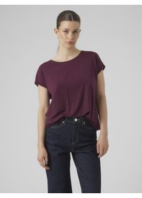 V&eacute;ro Moda Rundhalsshirt VERO MODA "VMAVA PLAIN SS TOP GAJRS NOOS", Damen, Gr. S, rot (winetasting), Jersey, Obermaterial: 95% Lyocell, 5% Elasthan, unifarben, regular fit normal, Rundhals, Shirts Rundhalsshirt, Materialmix, regular fit