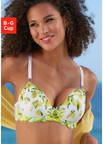 Schalen-BH Vivance, Damen, Gr. 95, Cup B, wei&szlig;, gelb, Spitze, Obermaterial: 85% Polyamid, 15% Elasthan, BHs Schalen-BH, B&uuml;gel, Zitronen-Stickereispitze, sexy Dessous